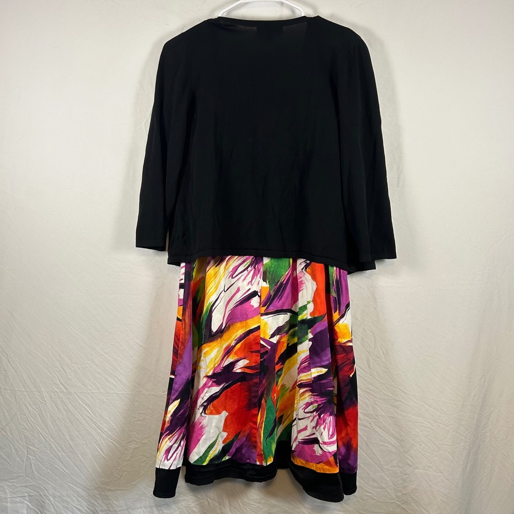 I.N. Studio Women 16 Floral Dress and Bolero Jacket Set Black Multi 2 Piece - Picture 7 of 7